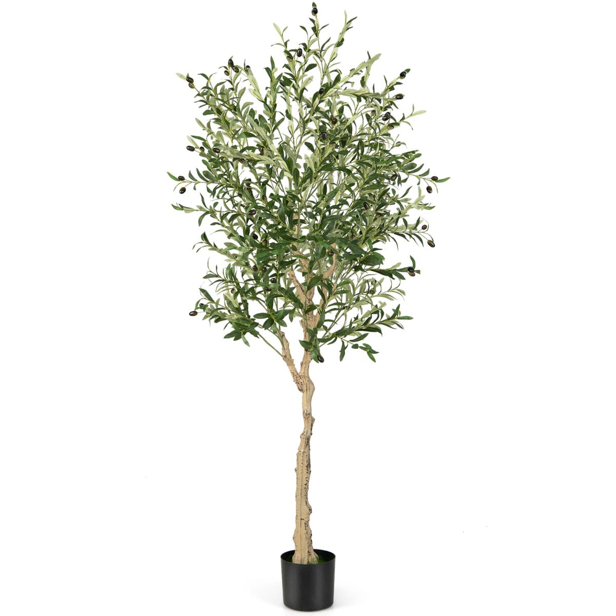 CostwayPlantes Artificielles Fausse Olivier en Pot H-182 cm Feuilles en Soie Décoration pour Intérieur/Extérieur